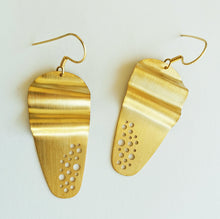 Stylish large dangle earrings Wave (gold plated silver) - 4

