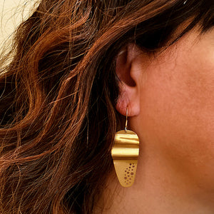 Stylish large dangle earrings Wave (gold plated silver)