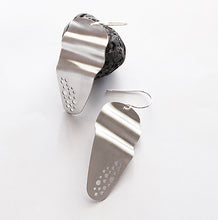 Stylish large dangle earrings Wave (Silver) - 3
