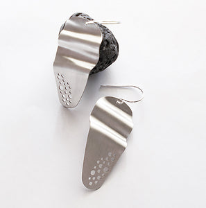 Stylish large dangle earrings Wave (Silver)
