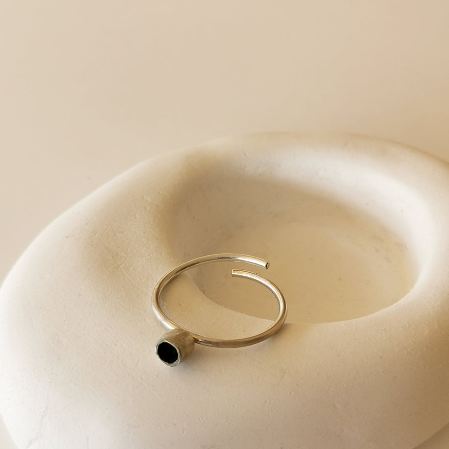 Miniature handmade, sterling silver ring with Oxidation, Natura collection