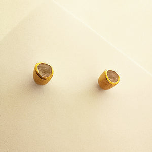 Miniature handmade silver stud earrings (gold plated sterling silver)
